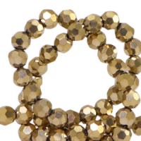 Top Facet kralen 4mm rond Antique gold metallic-pearl shine coating